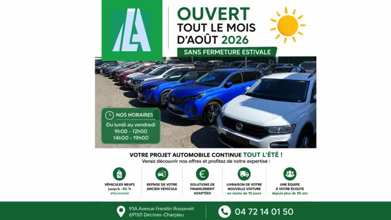 LYON’S AUTOMOBILES RESTE OUVERT TOUT LE MOIS D’AOÛT 2026